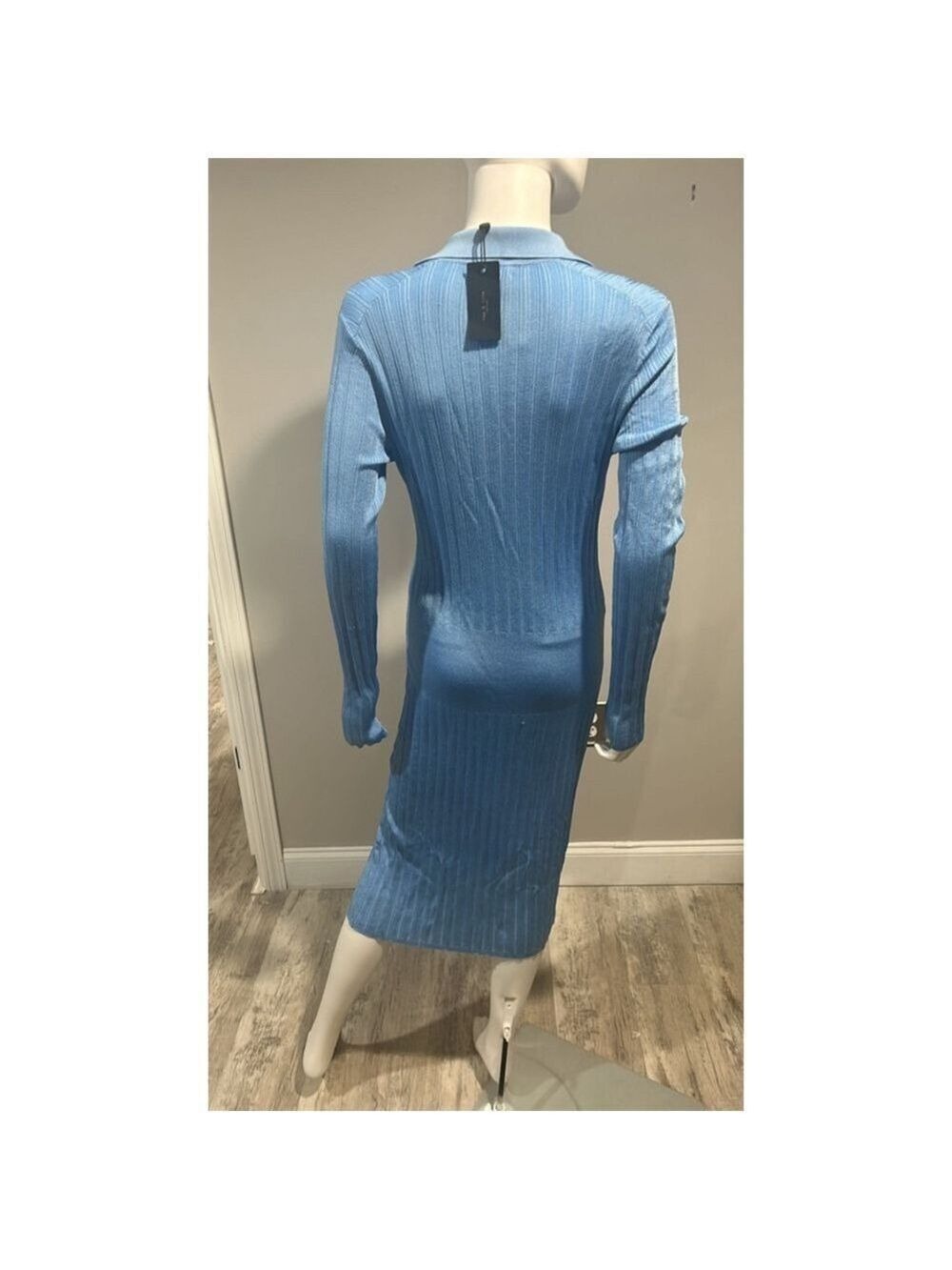 Rag & Bone Blue Dawson Blue Long Sleeve Knit Midi Dress Size Medium - Picture 8 of 9